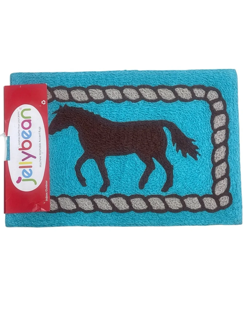 Jellybean Horse Accent Rug in Turquoise - NWT - Size: 20 x 30